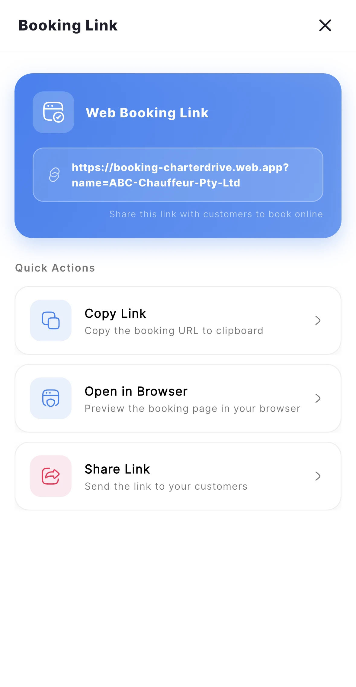 Charter Drive app: 24/7 Booking System